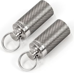 Titanium Waterproof Keychain Pill Holder Container, Portable Pill Box Case for Outdoor Travel Camping