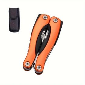 "Outdoor Multi-Function Pliers - Complete Camping/Hiking Tool with Protective Sheath" (Color: Orange camping outdoor)
