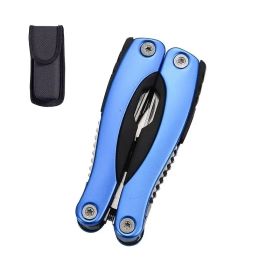 "Military Style Multi-Tool Pliers - Complete with Nylon Sheath & Emergency Features" (Color: Blue camping outdoor)